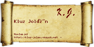 Kluz Jolán névjegykártya